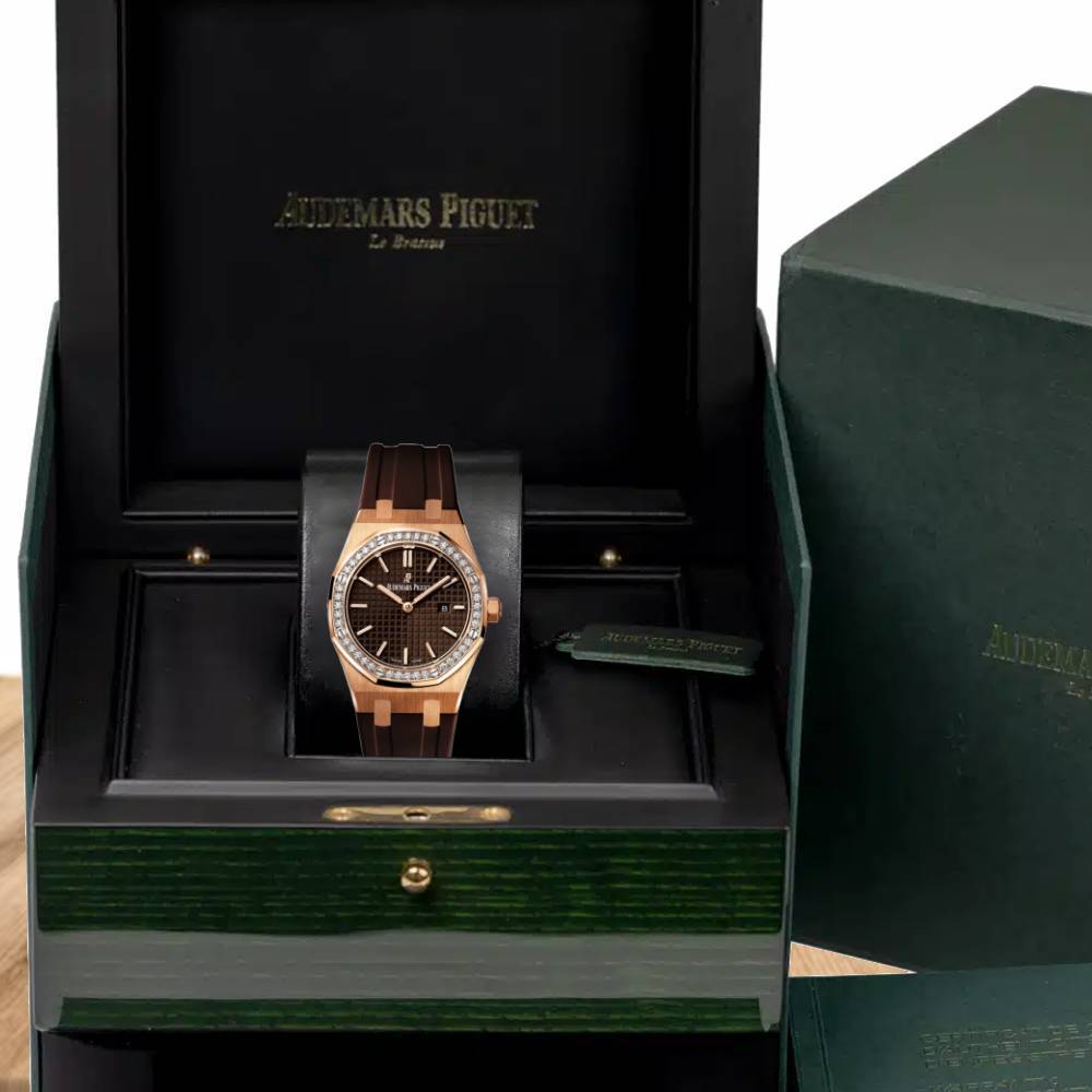 AP Royal Oak 67651OR.ZZ.D080CA.01 Brown Dial Diamond Bezel