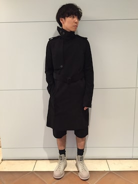 Rick Owensのトレンチコートを使った人気ファッションコーディネート