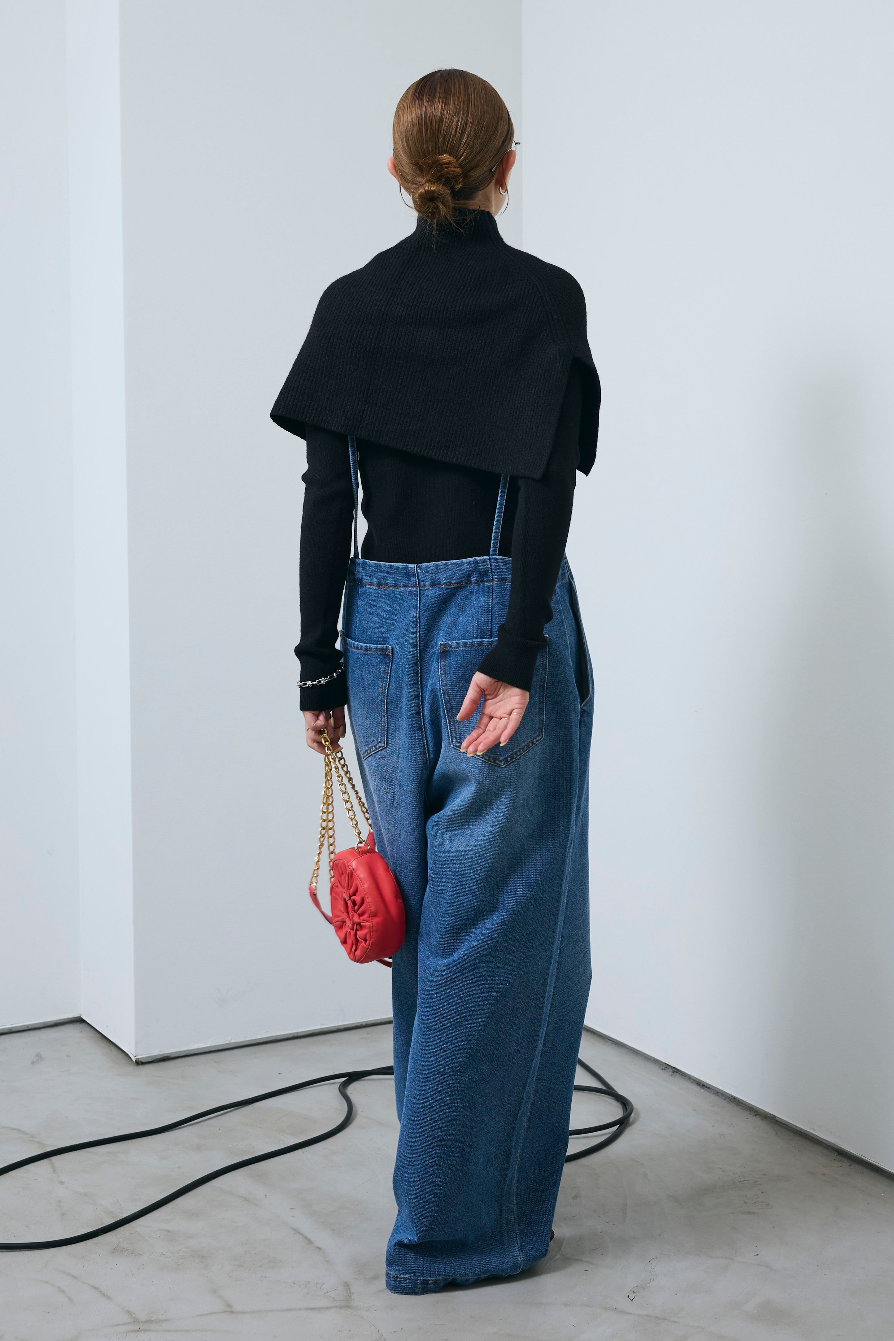 予約/SET]ケープアンサンブルニット+フロントジップストラップデザイン