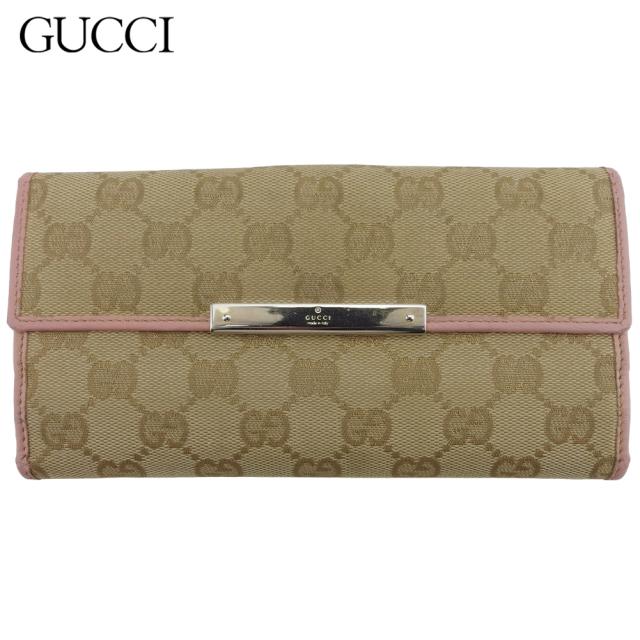 GUCCI グッチ 長財布 GGキャンバス ロゴプレート Wホック 0117-④
