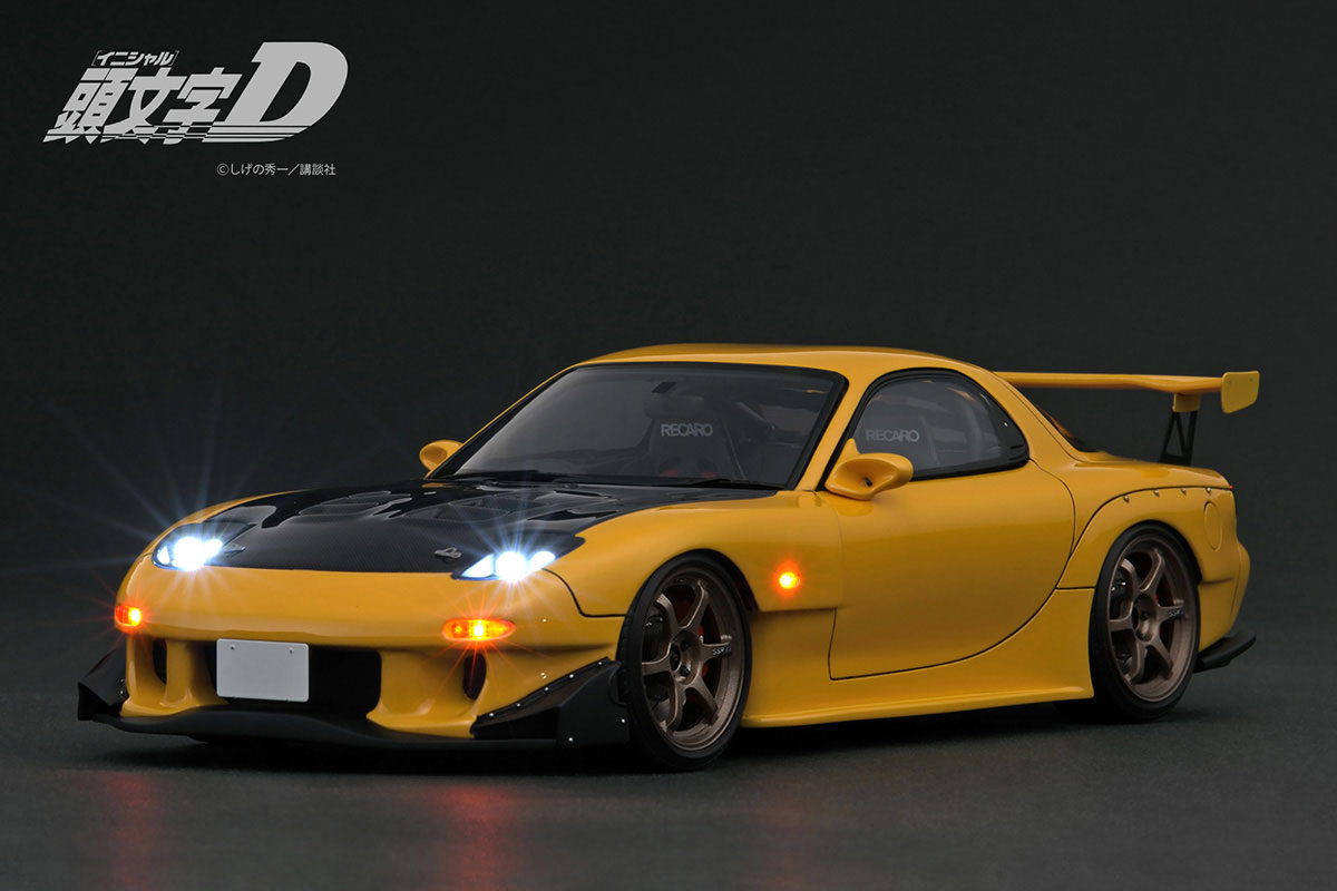 IG3801 1/18 INITIAL D Mazda RX-7 (FD3S) Yellow with LED light