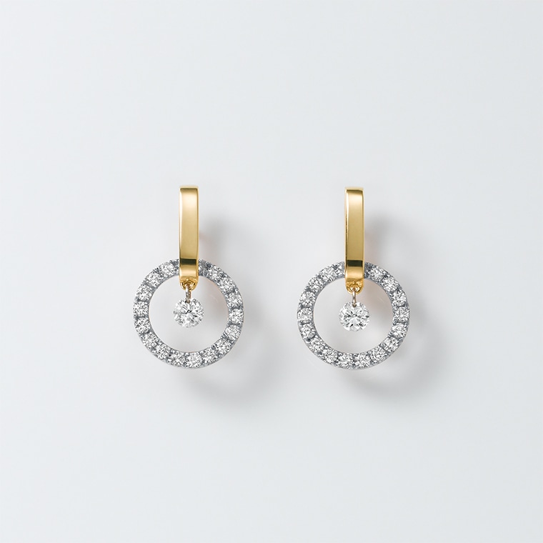 EE004]K18PG/Ptダイヤモンド/ピアス(ピンクゴールド/プラチナ): Hyacca