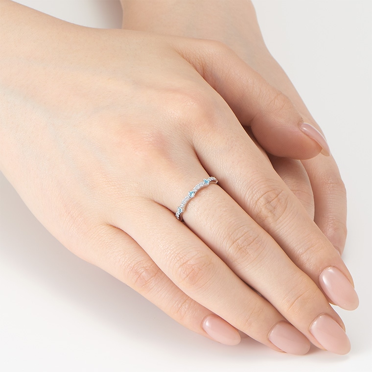 Color Prong]Ptムーンストーン/ダイヤモンド/リング(プラチナ