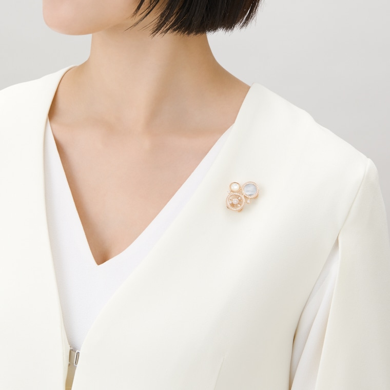 かぐるま シェル ブローチペンダント S(ピンクゴールド): かがよい