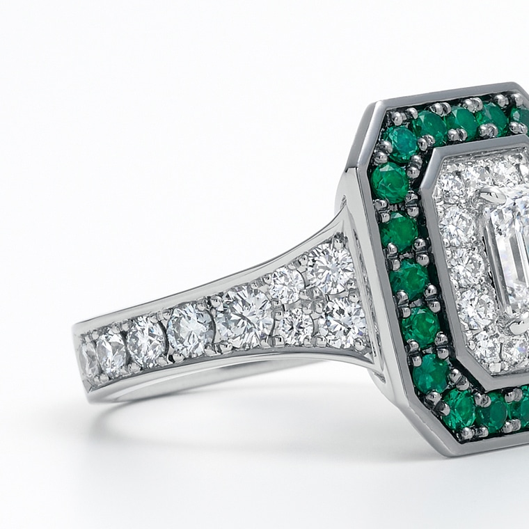 エメラルドカットダイヤモンドリング(プラチナ): かがよい | IMAYO