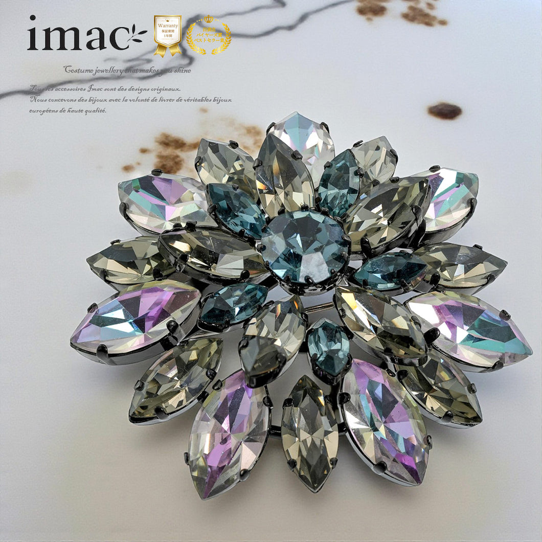 ブローチ ラインストーン ブルー パープル グレー br153077 – イマック