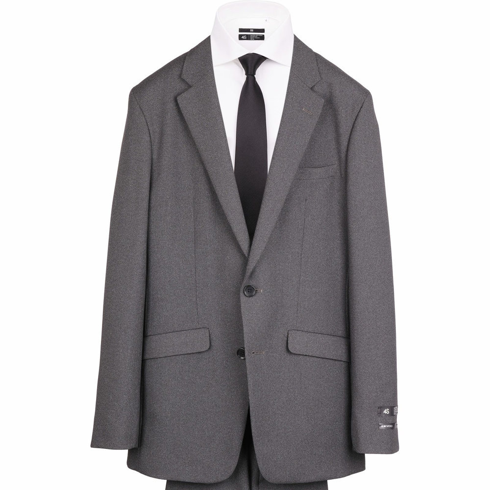 洗えるスーツ】ノータックパンツ グレー シャークスキン柄 ※パンツ裾