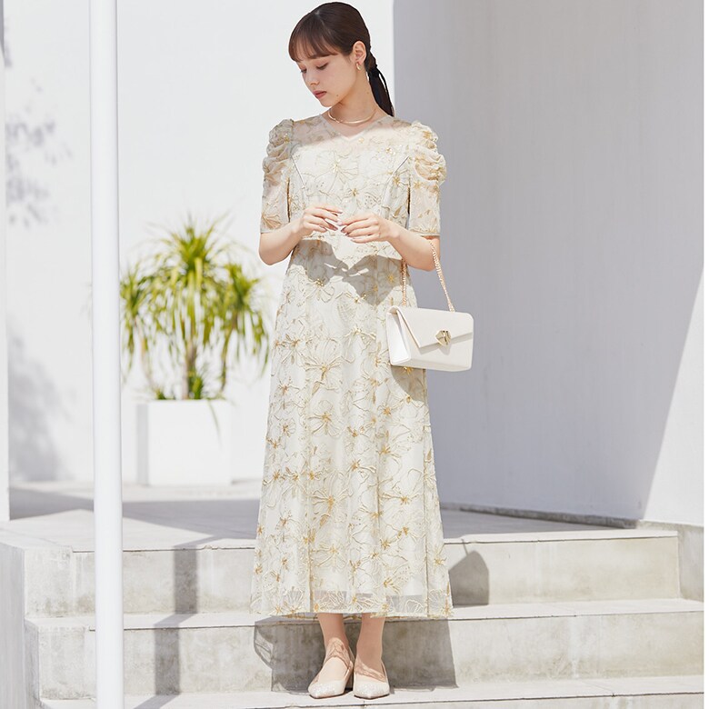 スパンコール刺繍レース ワンピースドレス | フォルムフォルマ(form