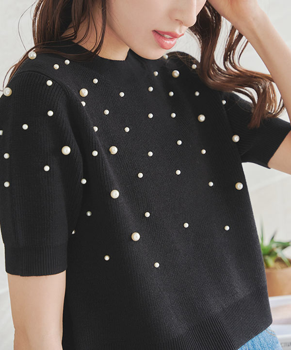 ランダムパールニットトップス [C7035] | 神戸レタス(KOBE LETTUCE