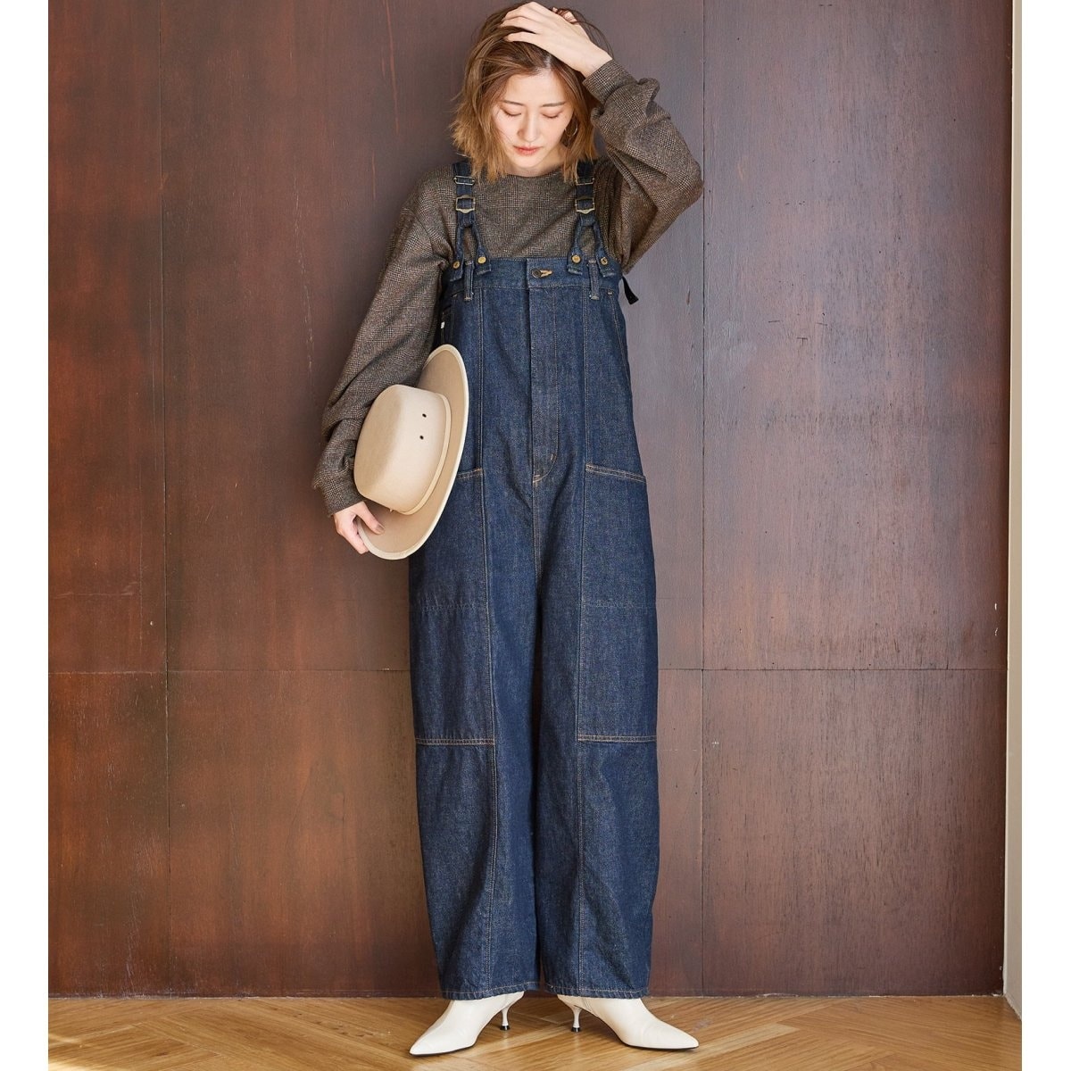 atelier SOMETHING W KNEE SALOPETTE/マルチウェイデニムベアサロペッ