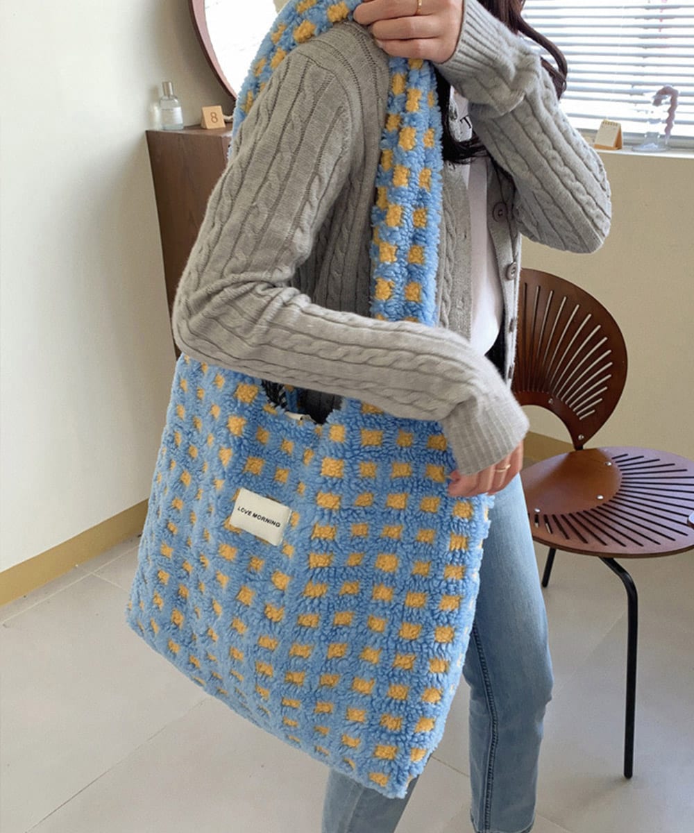 ボアトートバッグ チェック柄 大容量 | ミニミニストア(miniministore