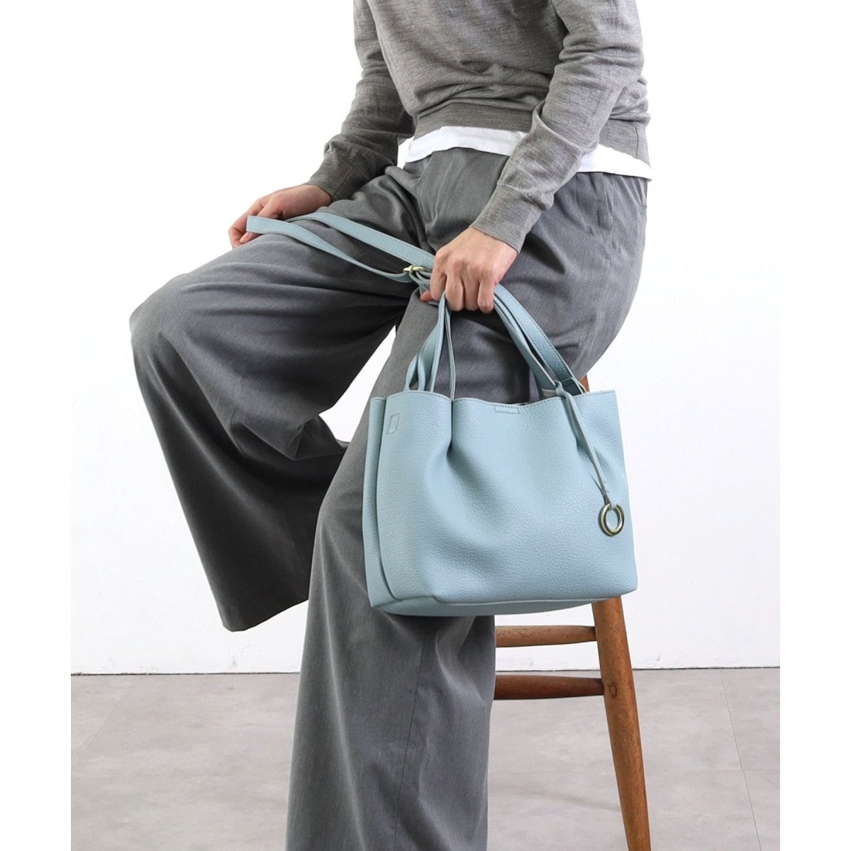 COOCO】ソフトフェイクレザータックミニ2WAY トートバッグ ショルダー