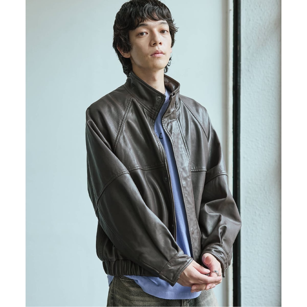 シープ レザー ウォッシュド スタンド ブルゾン | ジャーナル