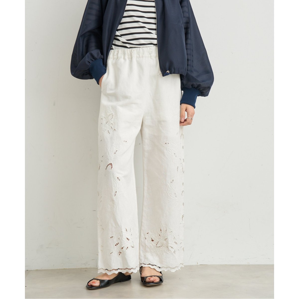 コットンリネンカットワークレース イージーパンツ | イエナ(IENA