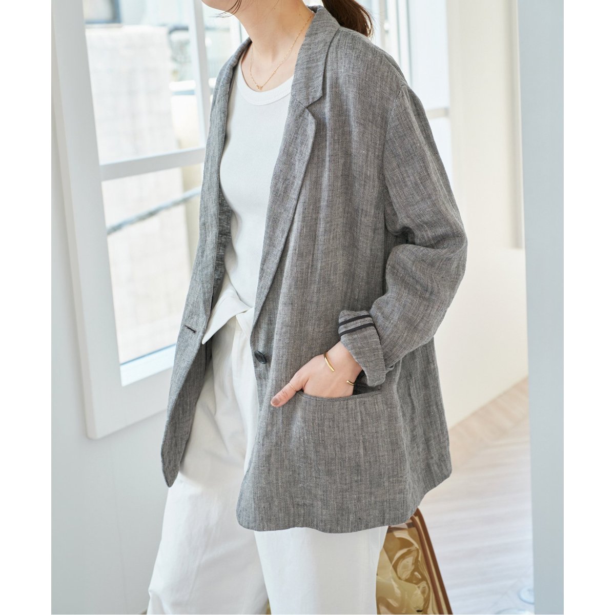 追加》リネンエアリージャケット | スピック＆スパン(Spick and Span