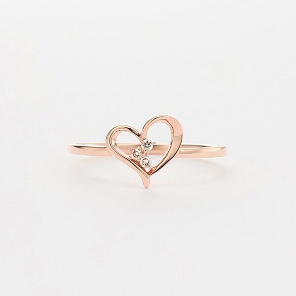 K10 ピンクゴールド ダイヤモンド ハート リング（指輪） | エステール