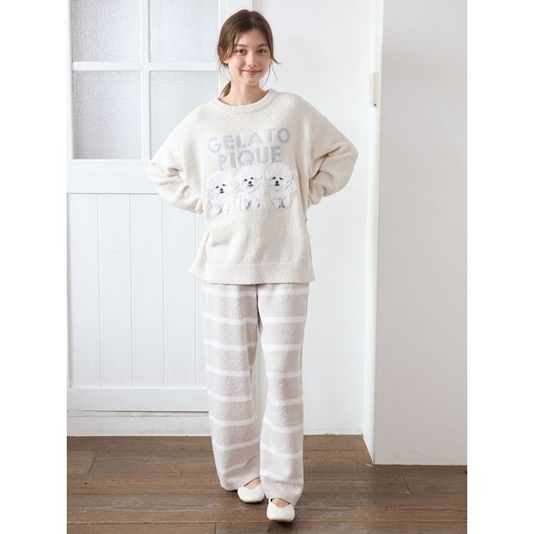 モチーフジャガードボーダーロングパンツ | ジェラート ピケ(gelato