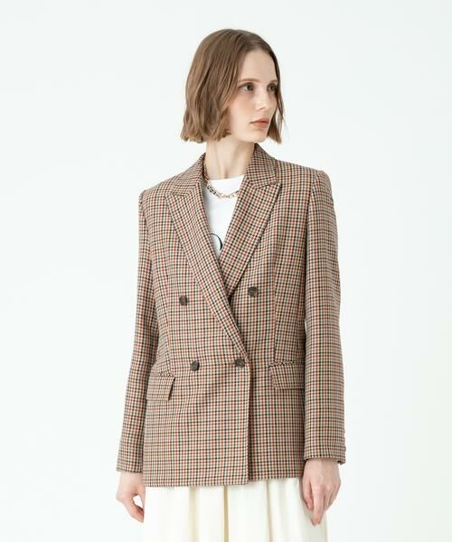 セール】 リオペルカラーチェックダブルジャケット （テーラード