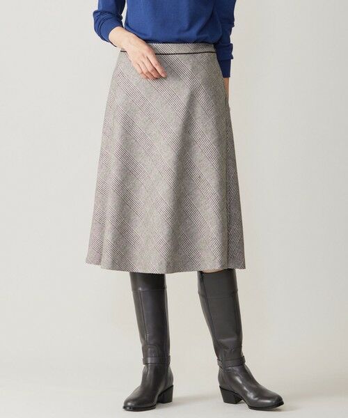 セール】 クラシカル グレンチェック フレアー スカート （ミニ・ひざ