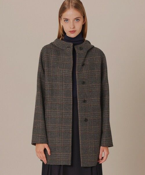セール】 リバーチェックフーデットウールコート （その他アウター