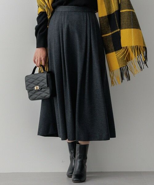 セール】 【洗える】ウールミルドジャージー タック スカート （ミニ