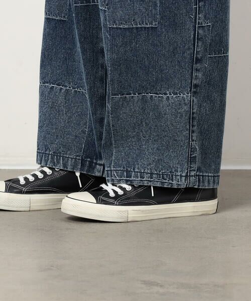 セール】 パッチワーク風デニムワイドパンツ （デニムパンツ