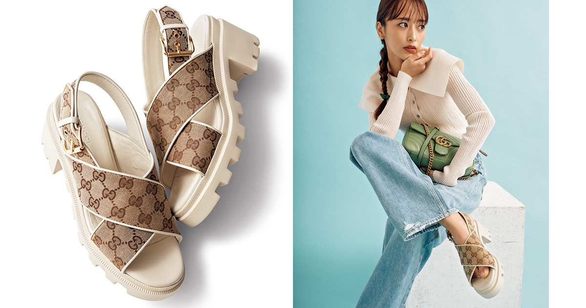 今季【グッチ】のヒールサンダルが新鮮！軽量ソールで美脚効果も抜群