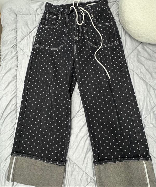 MUSINSA | FANCY CLUB String Dot Roll-Up Pants (BLACK) F25QD890