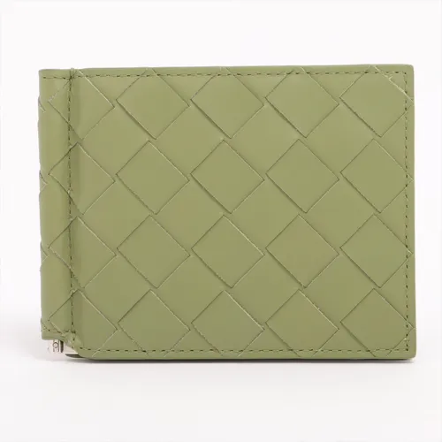 ボッテガヴェネタ イントレチャート レザー マネークリップ グリーン