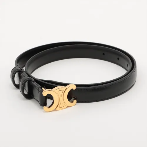 セリーヌ トリオンフ レザー×GP ベルト 70 ブラック×ゴールド AB