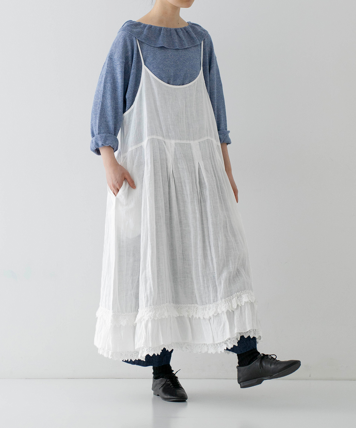 ◎60リネンレースヘムキャミドレス｜nest Robe / CONFECT ONLINE SHOP