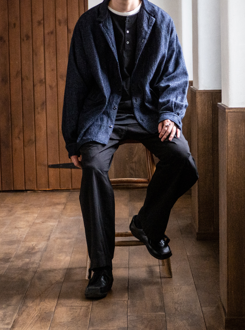 MOOD FOR BAGGY UpcycleLino wool blend denim｜nest Robe / CONFECT