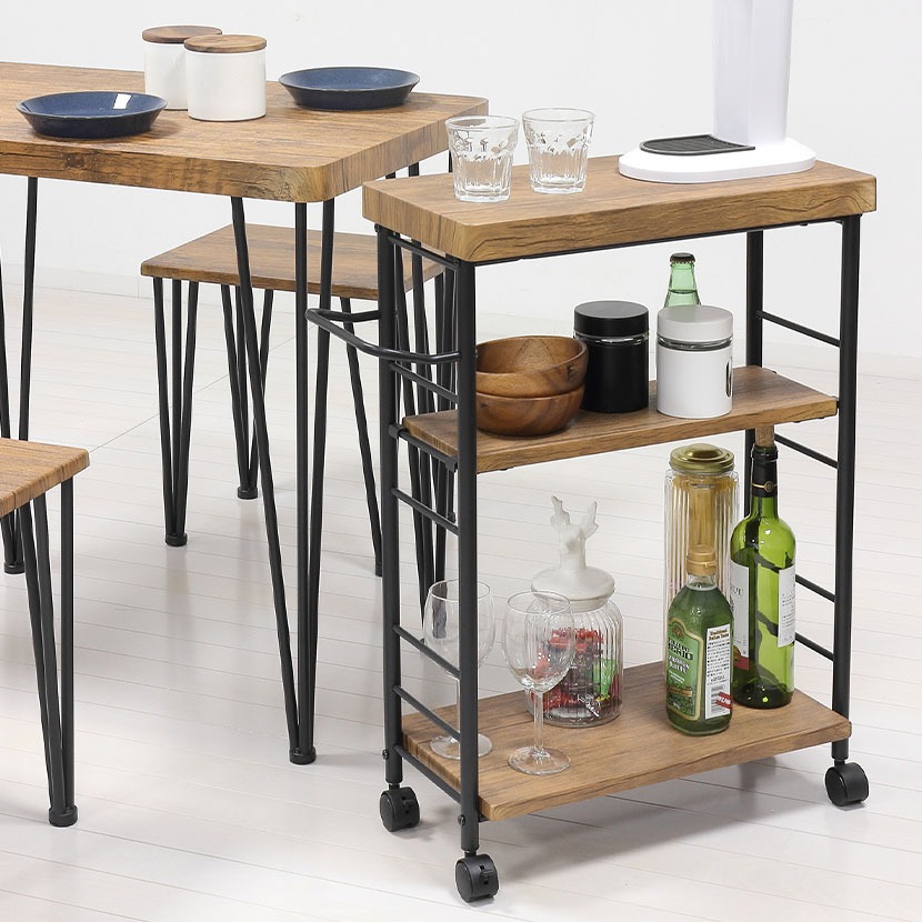 送料無料】 アート 3段ワゴン キャスター脚ストッパー付き 可動棚