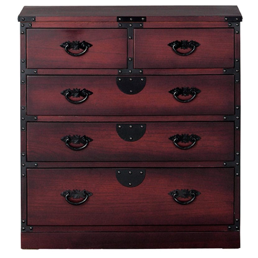 送料無料】 民芸調 引出箪笥 和タンス 収納棚 引き出し 和風 天然木 桐