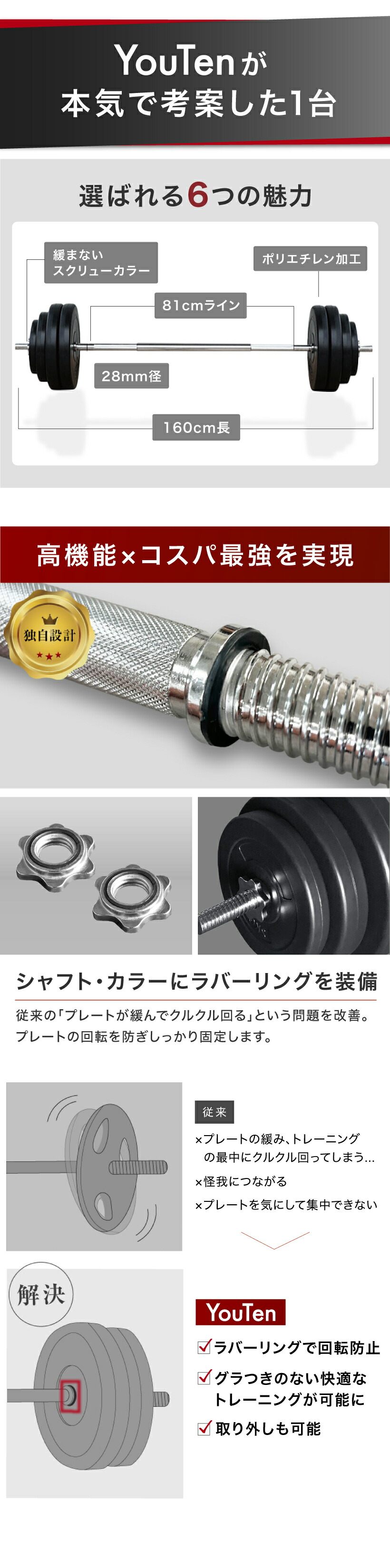 楽天市場】【1年保証】 バーベル バーベルセット 40kg 60kg 【分割式