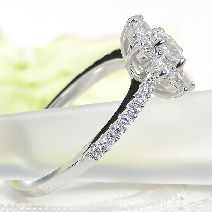 楽天市場】【Pt950】1.0ct ダイヤモンド フラワーリング【センター石