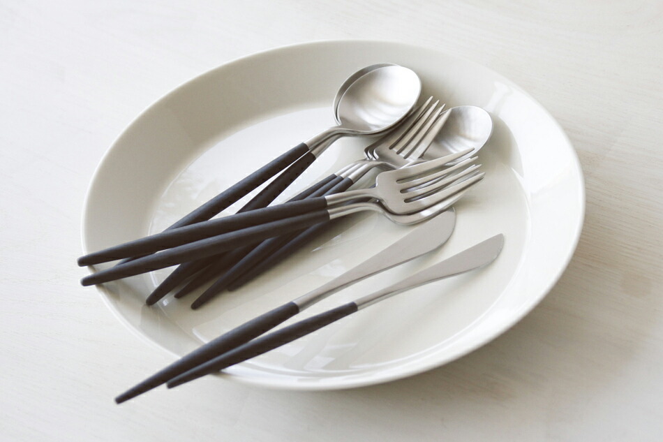 ゴア／GOA ブラック×シルバー カトラリー（クチポール／Cutipol