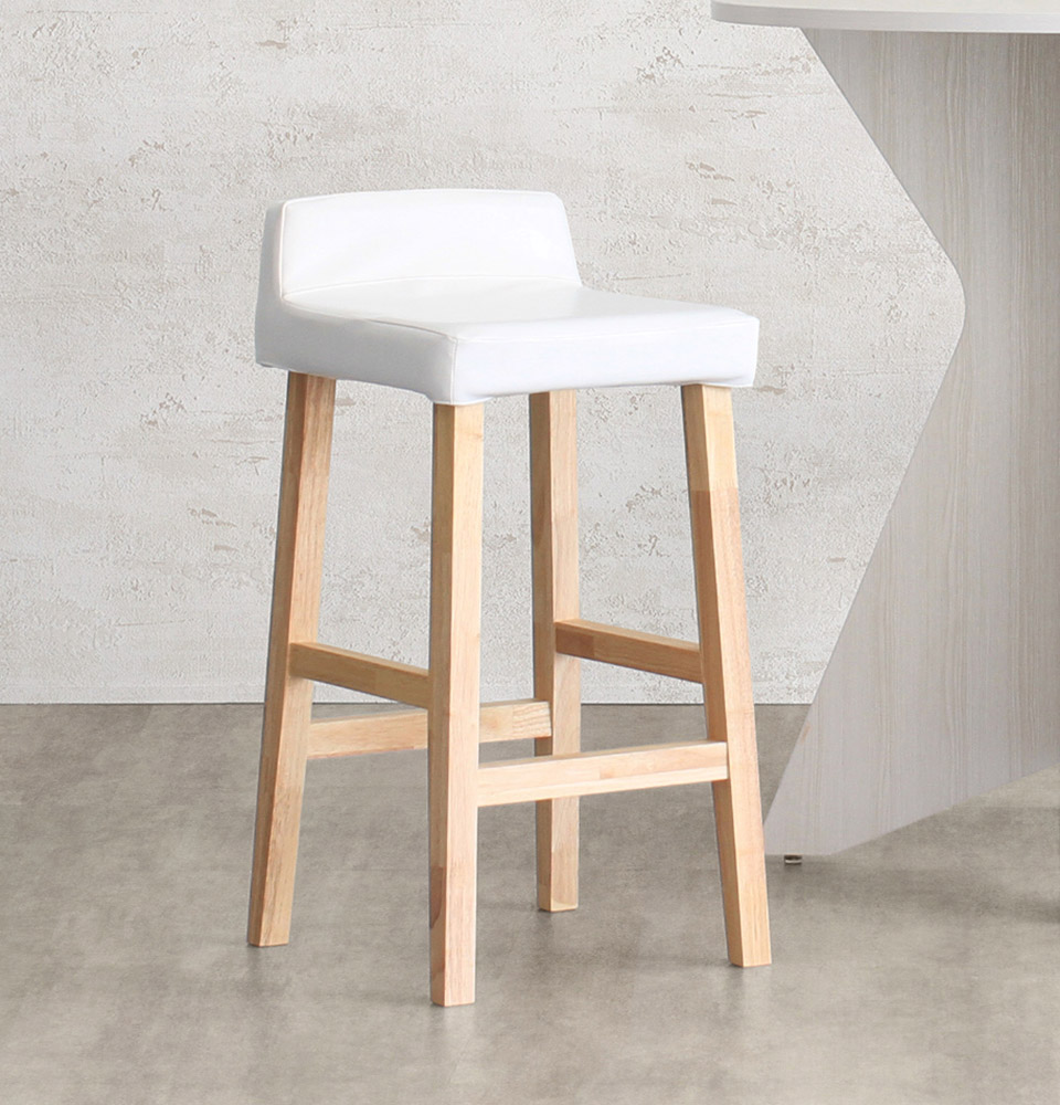 楽天市場】バースツール カウンターチェア 椅子 木製 白 背もたれ付き