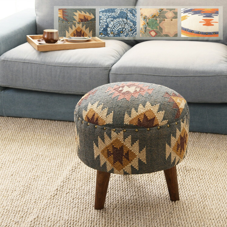 楽天市場】Ne WORKS キリム刺繍 木製脚ベンチスツール W80×D40×H45