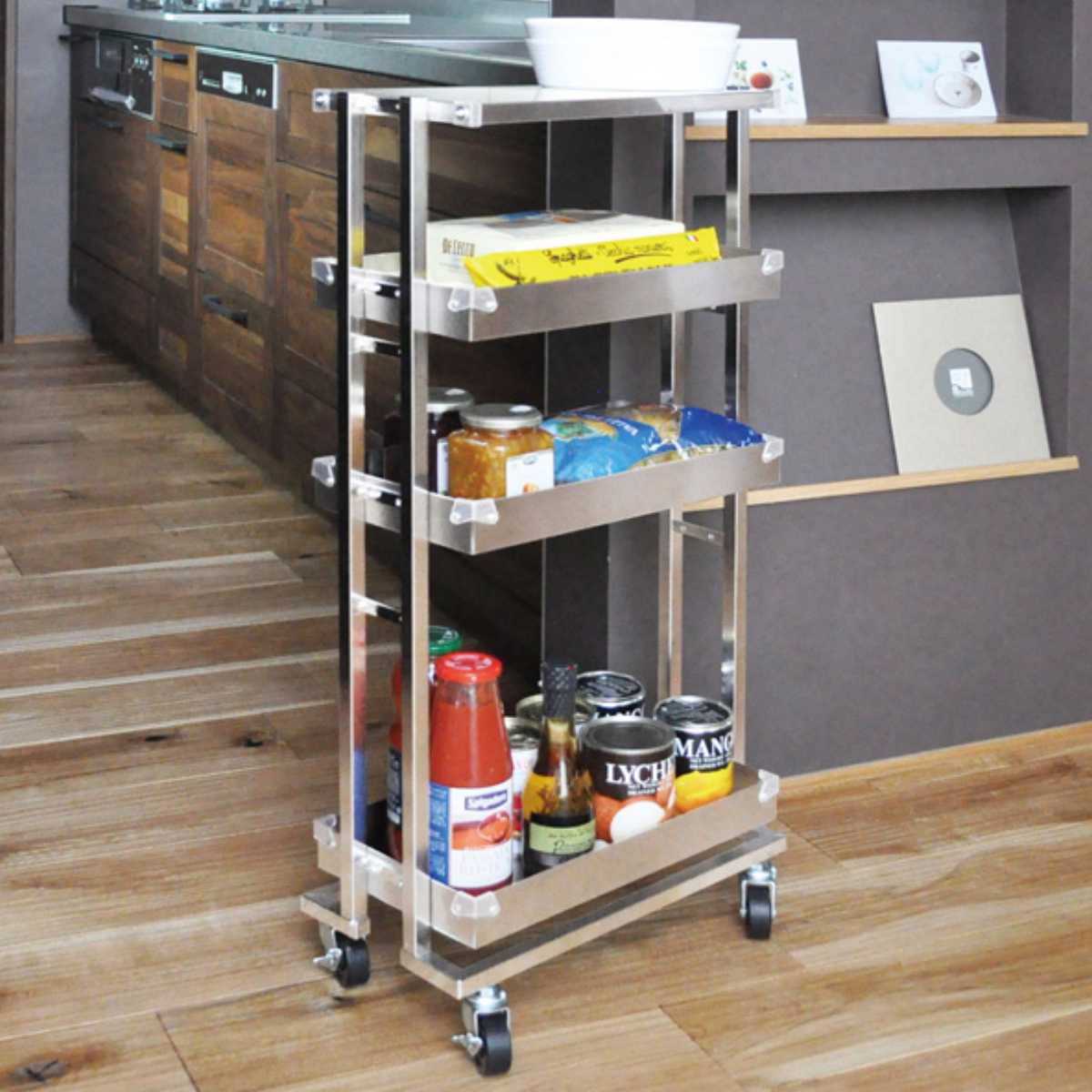 楽天市場】キッチンワゴン ステンレス コンパクトワゴン （ キャスター