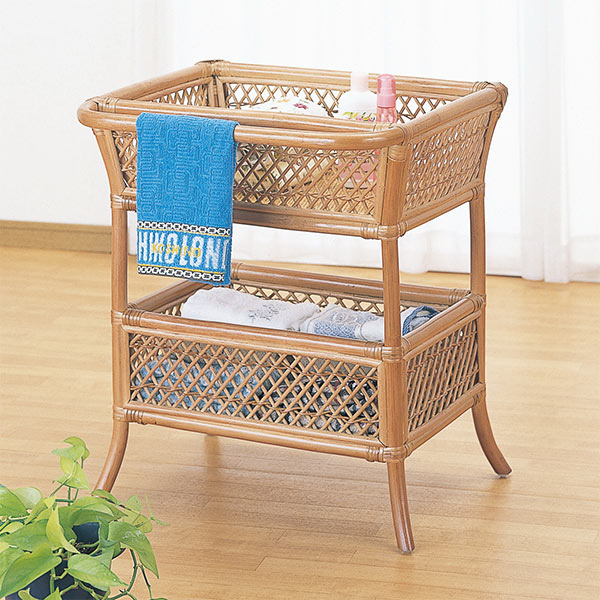 楽天市場】ランドリーバスケット 2段 ラタン 円形 キャスター付 籐家具