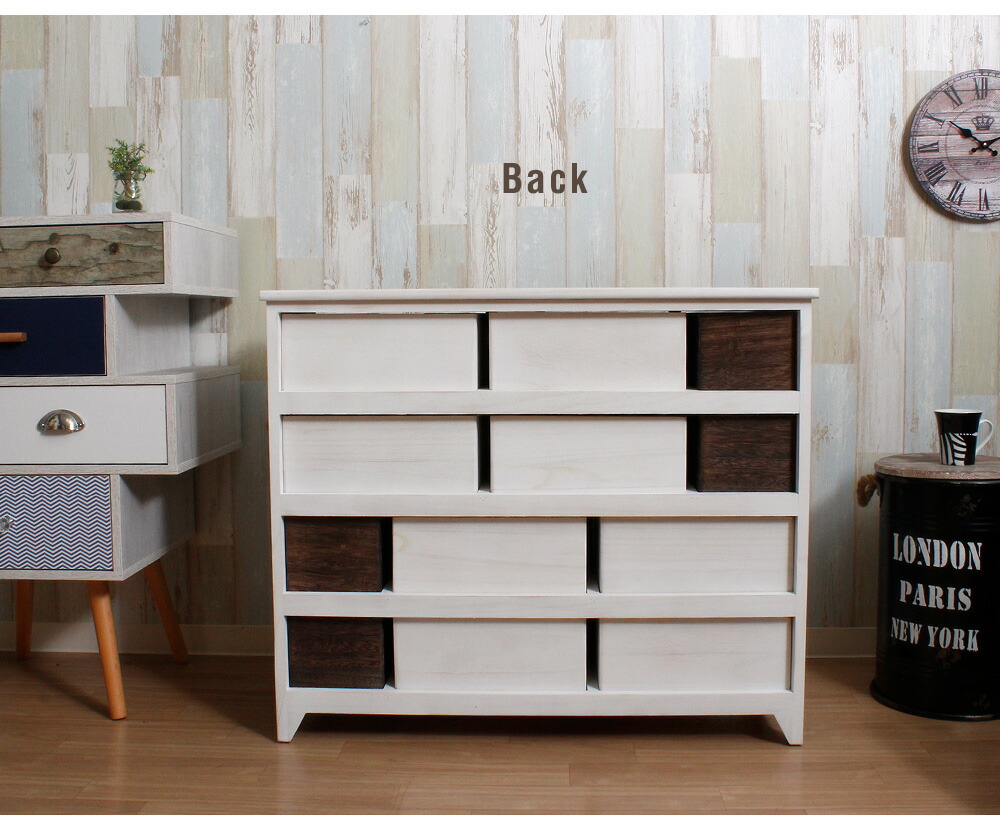 楽天市場】チェスト 北欧 アンティーク風 白 4段 (L) ホワイト