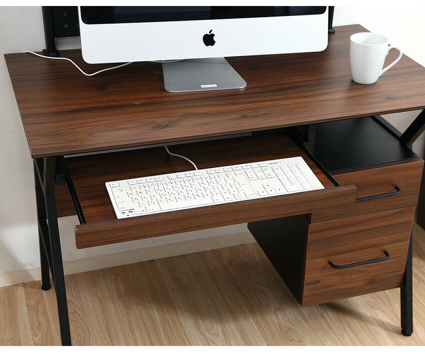 楽天市場】パソコンデスク 100cm おしゃれ ワークデスク 引き出し付き