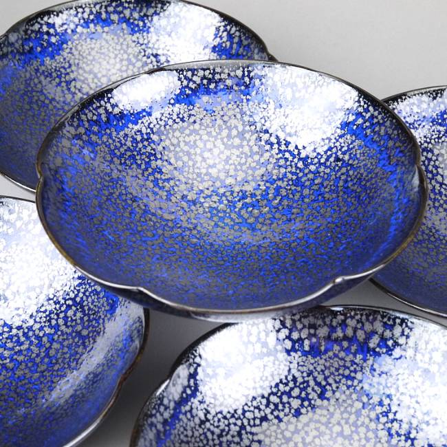 油滴天目輪花鉢揃え 鎌田幸二 - 京焼清水焼 松韻堂