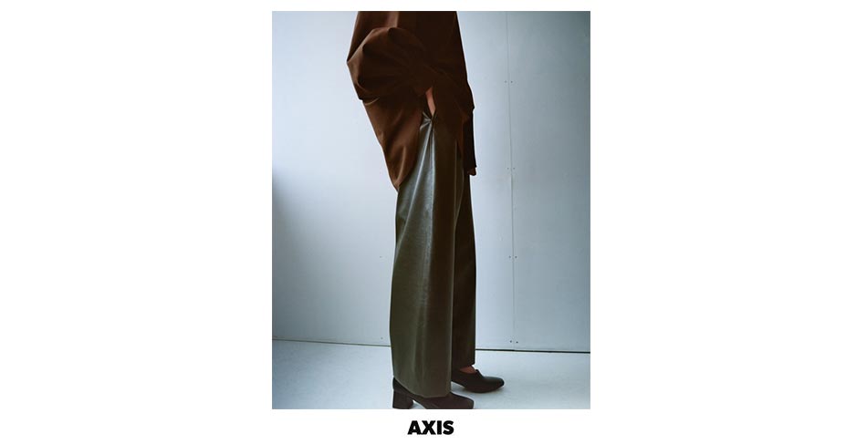 INTÉRIM ヴァージンウールギャバジン 1タック ワイドテーパードスラックス