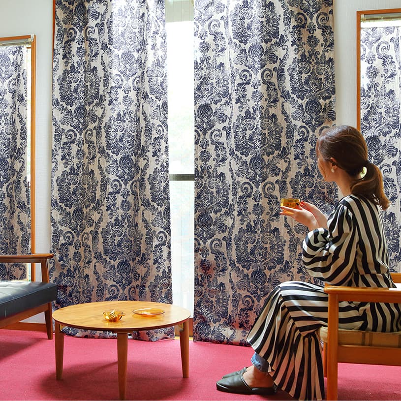 レトロ ミッドセンチュリー 昭和 カーテン 1m×2m 2枚セット 遮光80