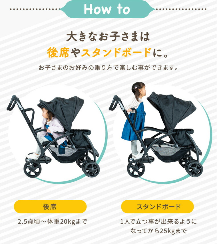 楽天市場】Nebio ネビオ 2人乗りベビーカー ブラック アミティエ