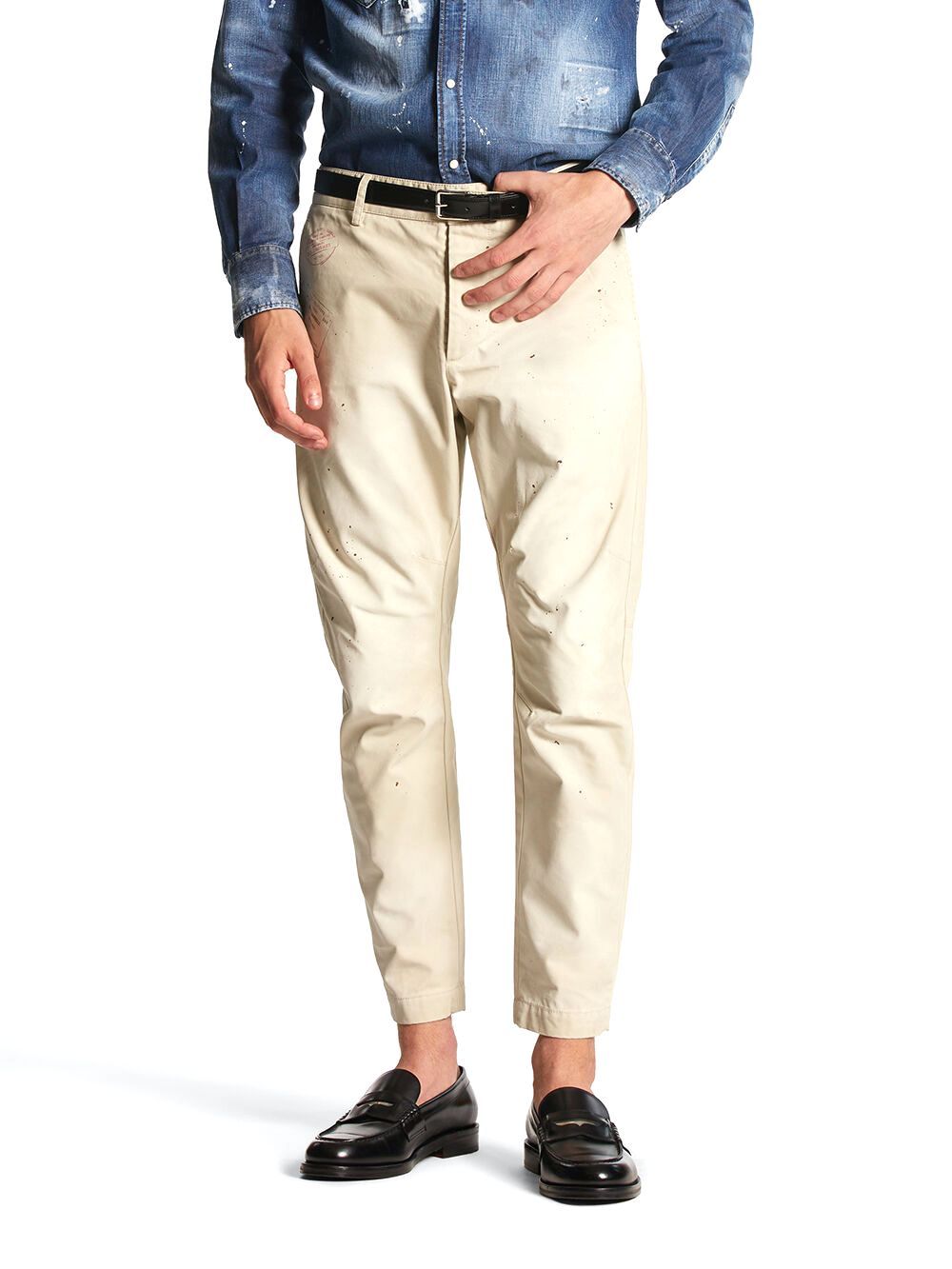 ☆DSQUARED2 ベージュ チノパン フリンジ仕上げ 44 ☆DSQUARED2