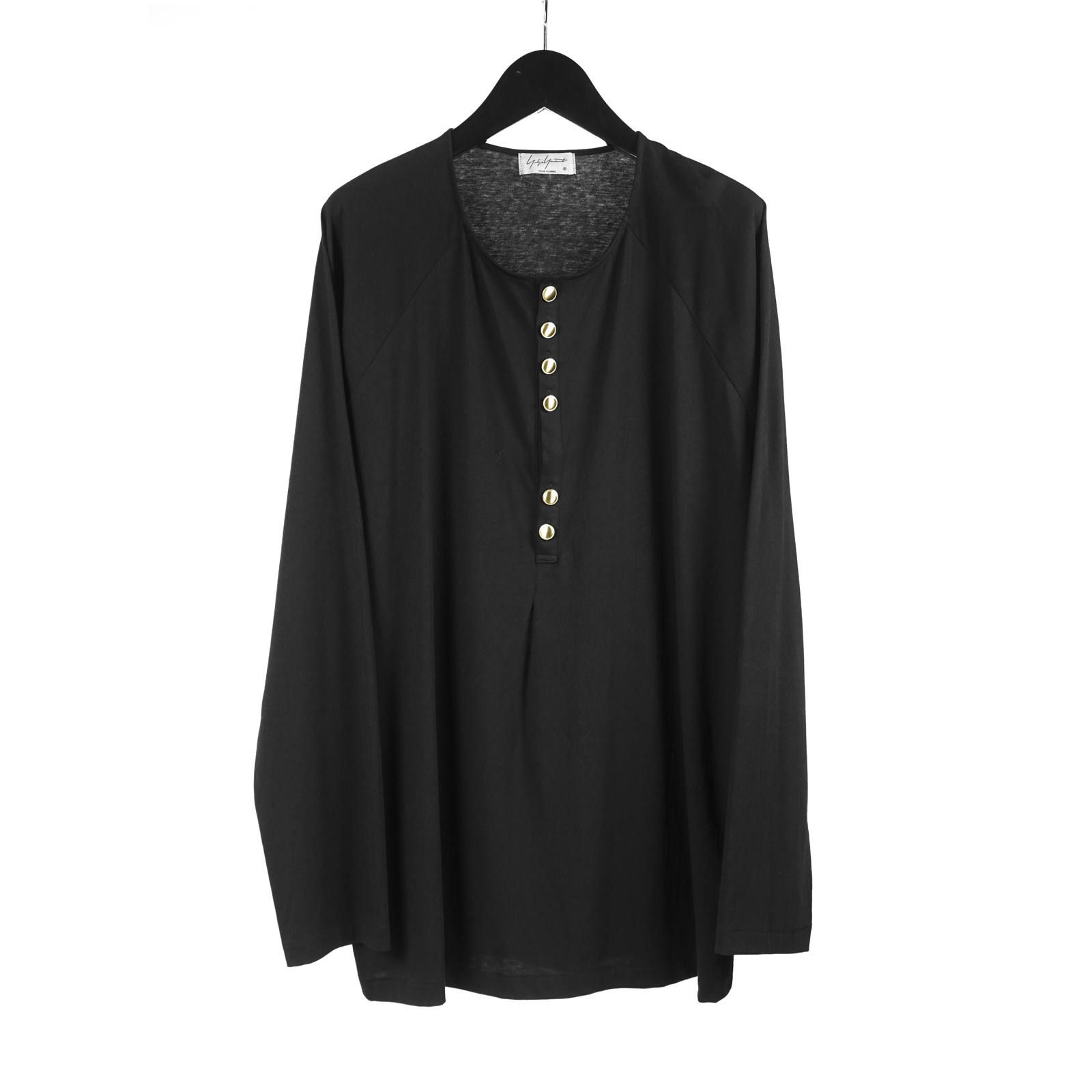 値下げ交渉可能 Yohji Yamamoto ヘンリーネックアシメトリーロンT