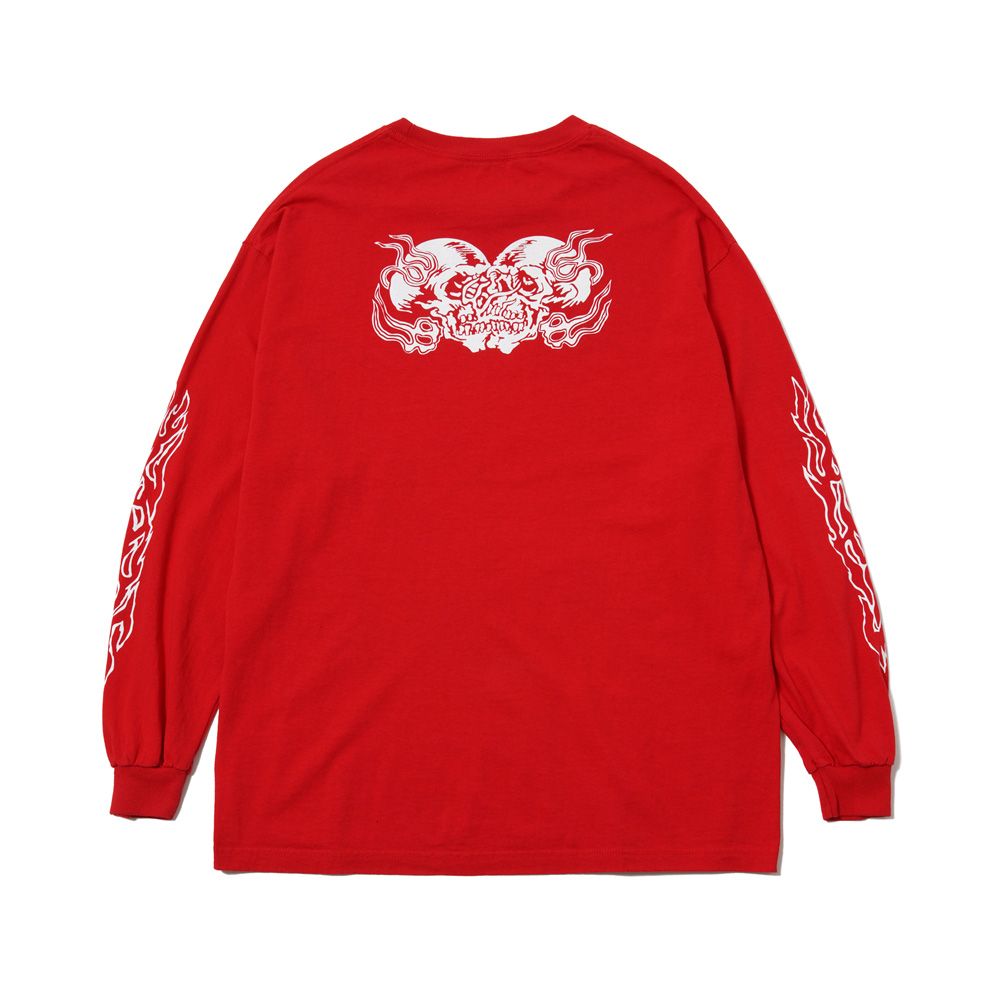 MASSES - 【ラスト1点-サイズM】T-SHIRT L/S TWIN SKULL - Red